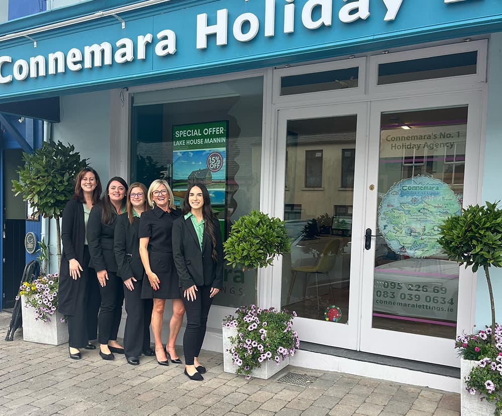Connemara Holiday Lettings team outside the Clifden office