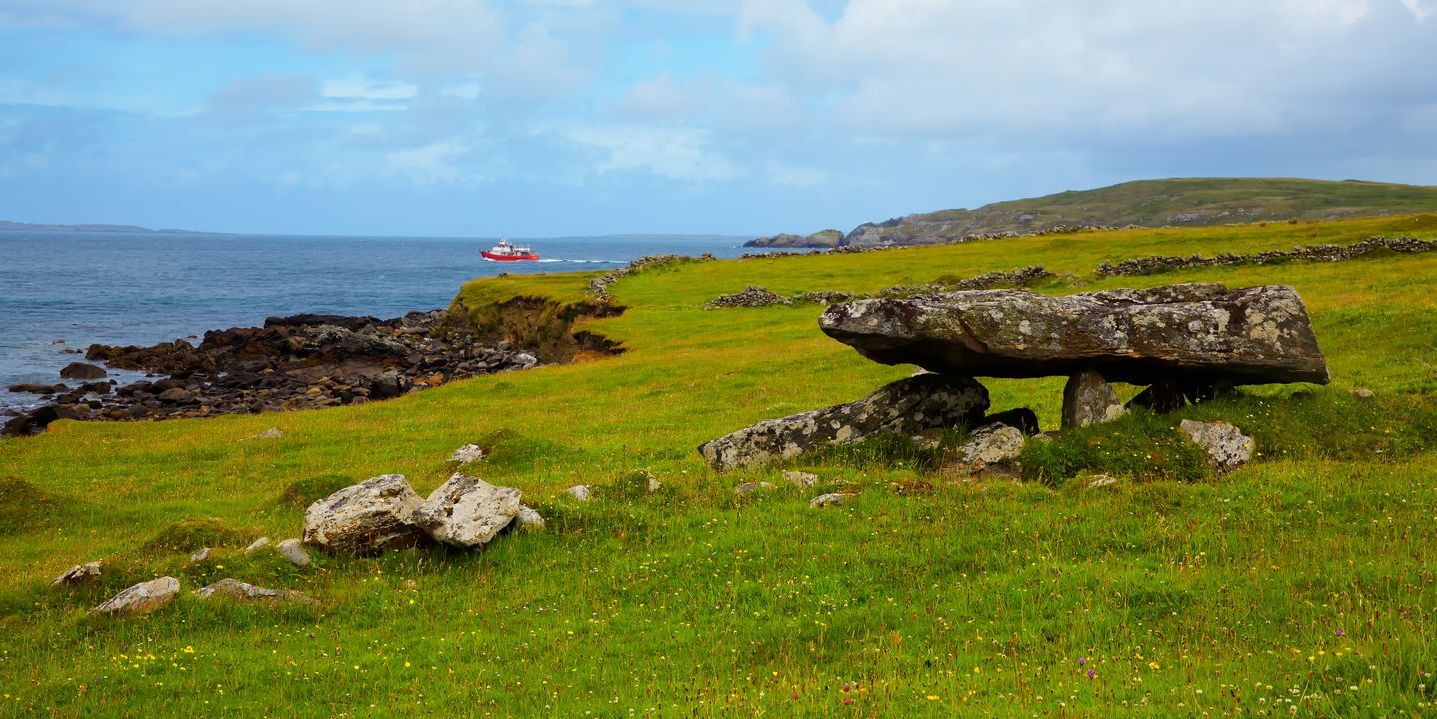 Megalithic tomb at Cleggan bay